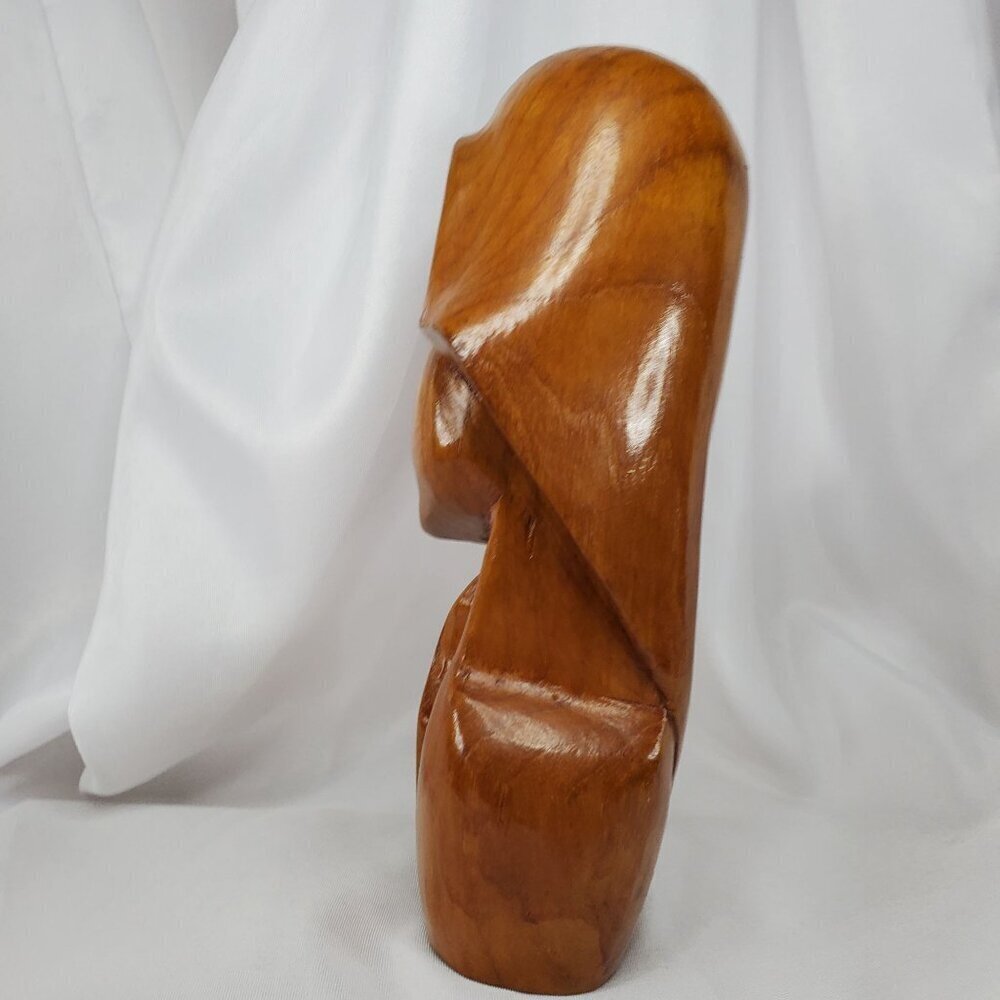 VTG Mid-Century Art Deco Carved Wood Women Female Bust Sculpture Handcrafted 8" - Picture 3 of 14